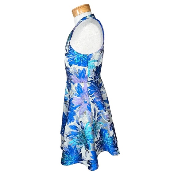 Belle Badgley Mischka Formal Floral Tapestry Dress With Metallic Thread 6 EUC - Picture 9 of 16